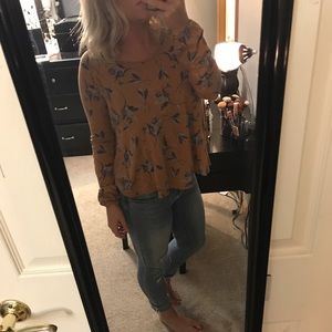 Free people long sleeve open back top